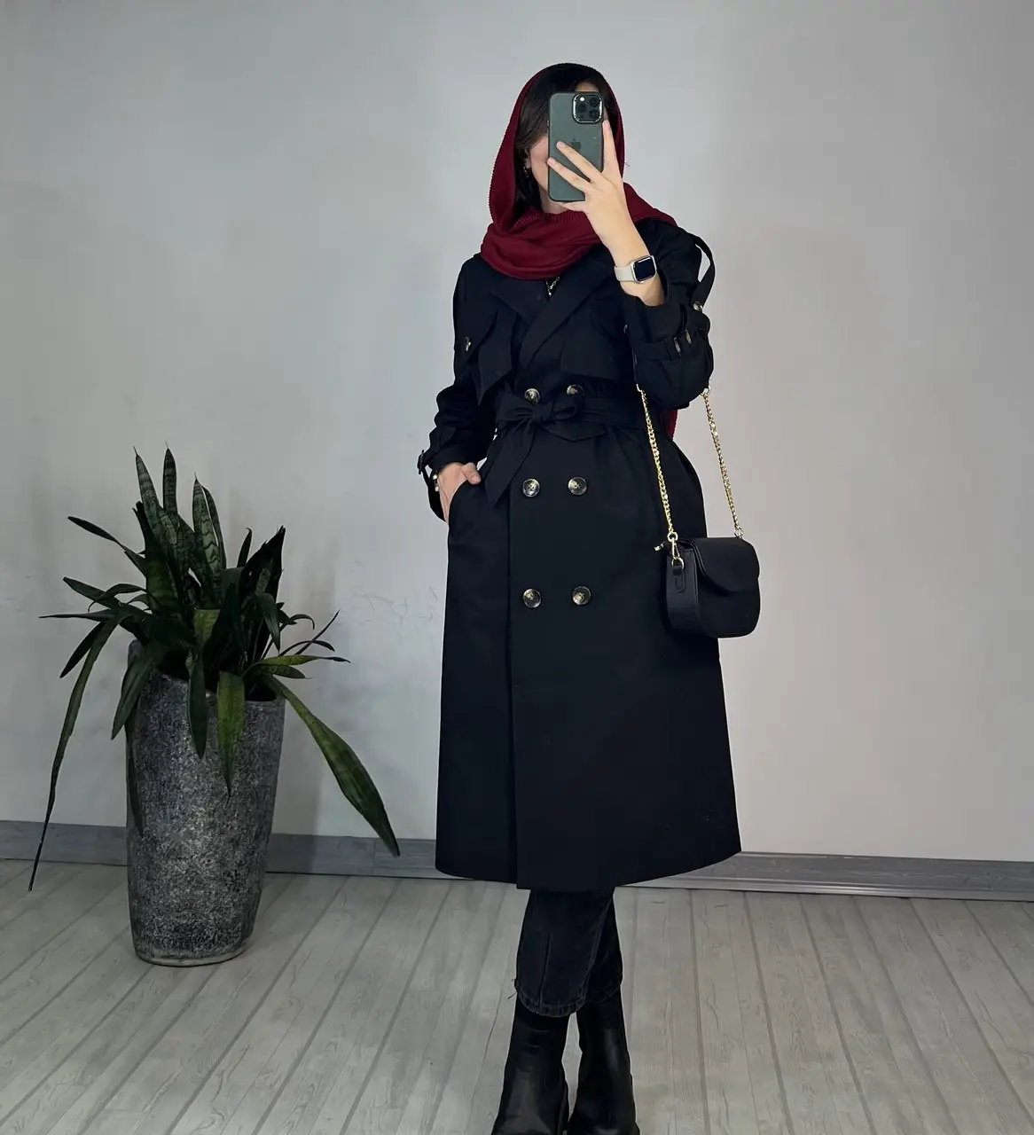 ترنچ کت بلند ضدآب غزال